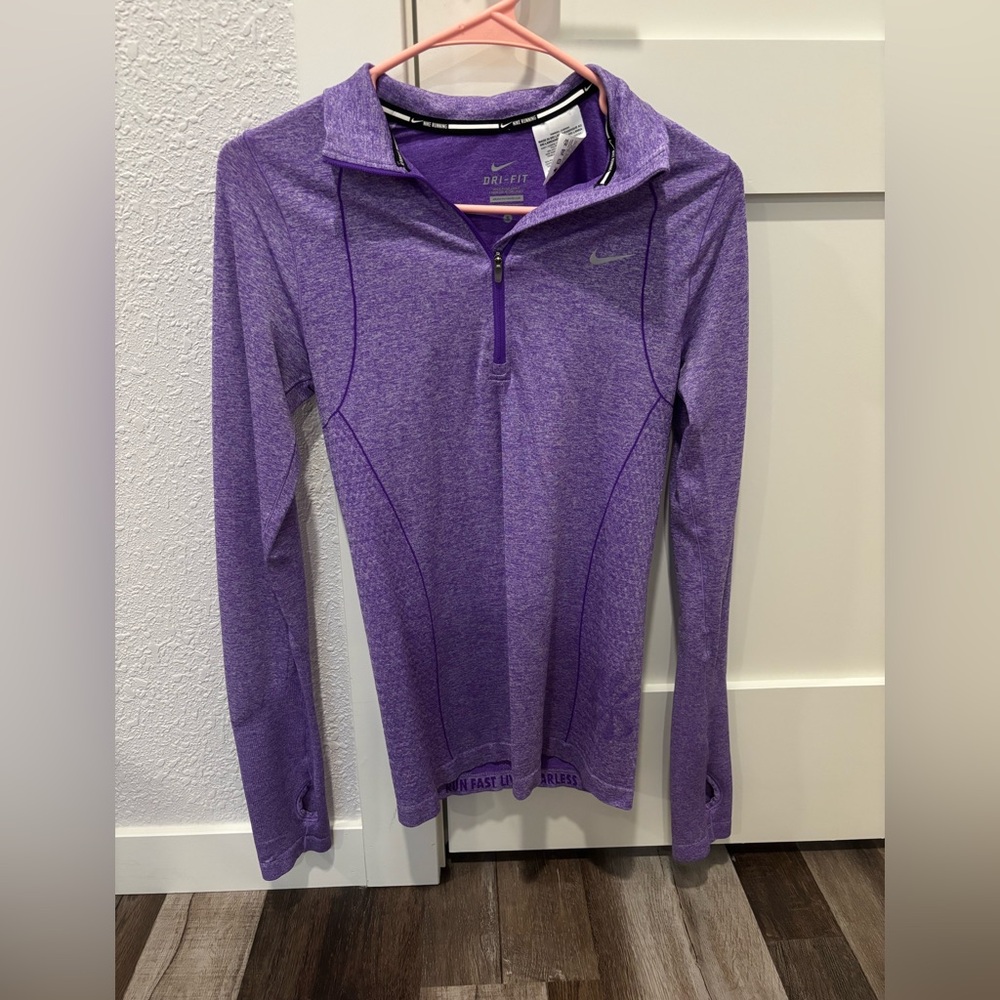 Purple Nike Dri-Fit long sleeve half zip women's top #fitness #activewear #nike